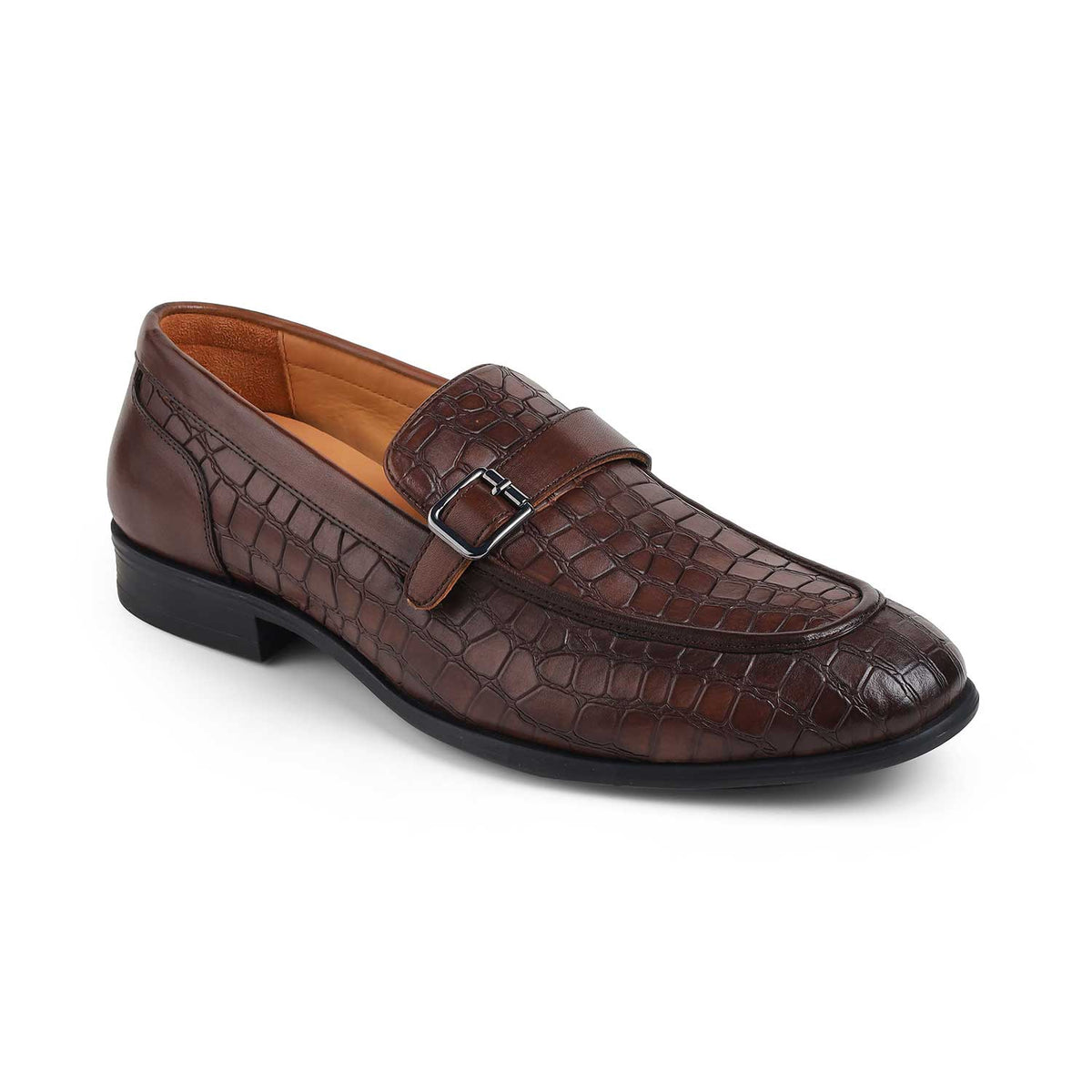 Tresmode Rosio Cognac Men's Textured Leather Loafers