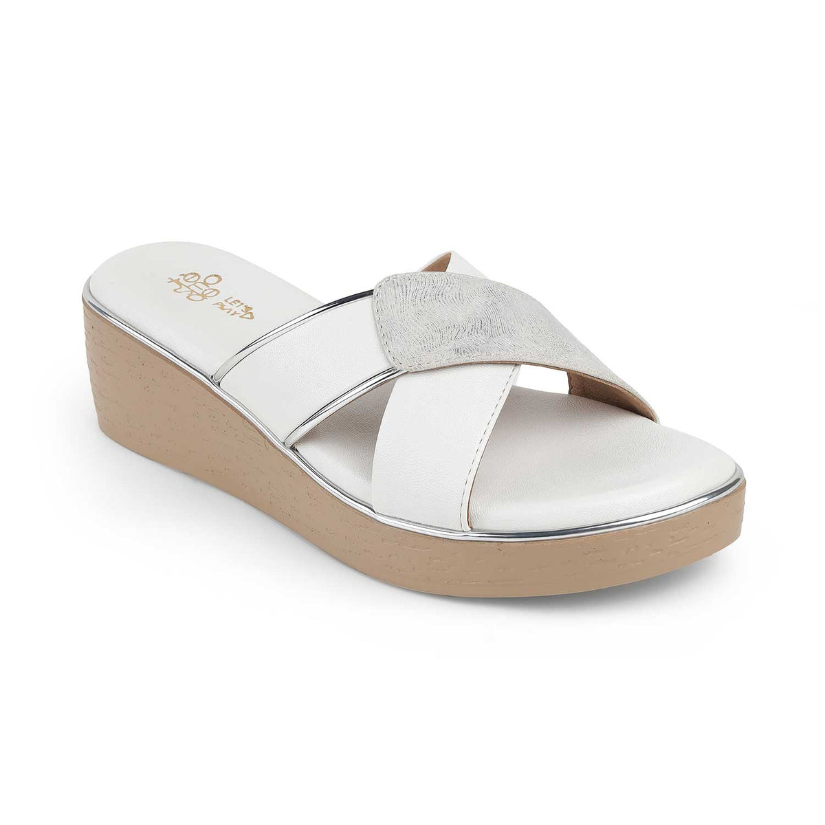 Tresmode Sergio White Women's Dress Wedge Sandals