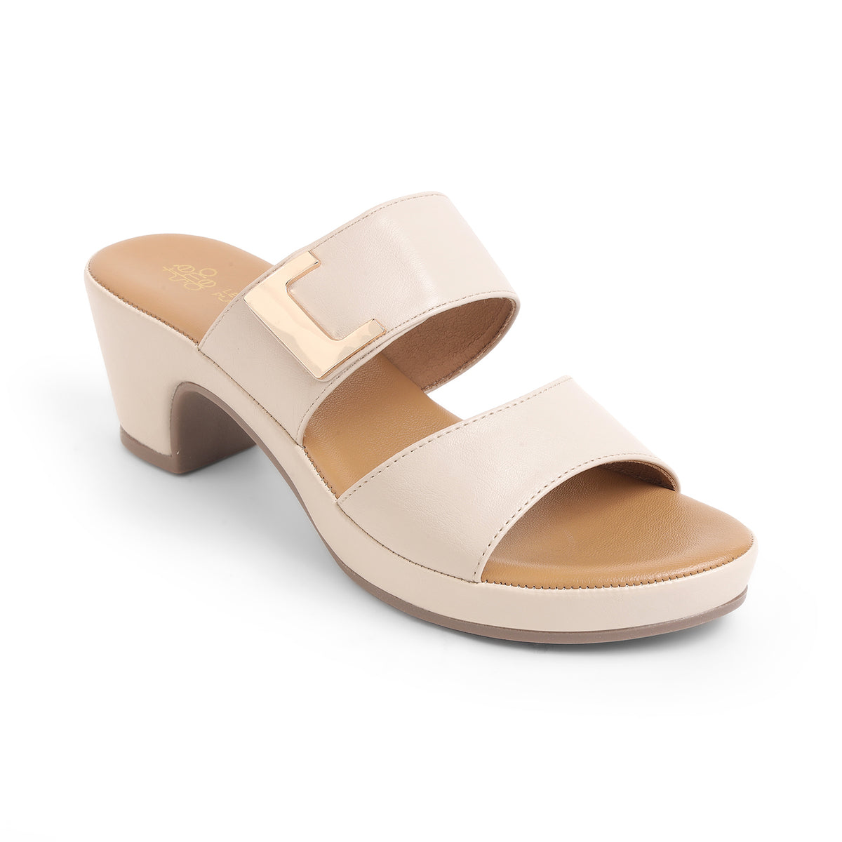 Tresmode Sesto Cream Women's Dress Block Heel Sandals