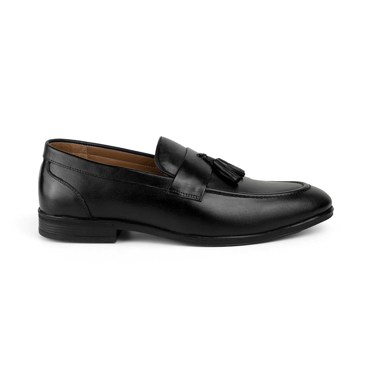 Tresmode Soti Black Men's Leather Tassel Loafers