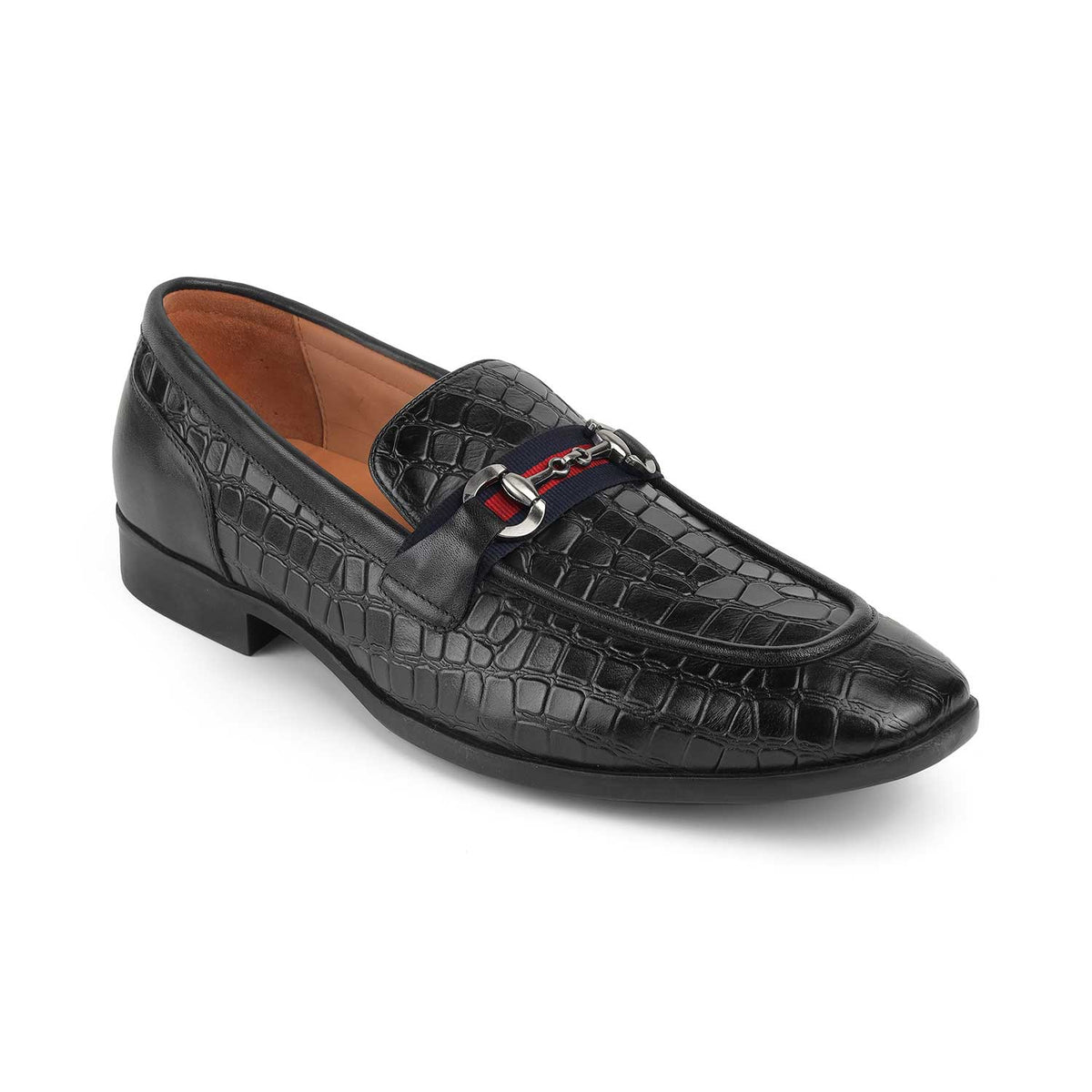 Tresmode Swed Black Men's Leather Loafers