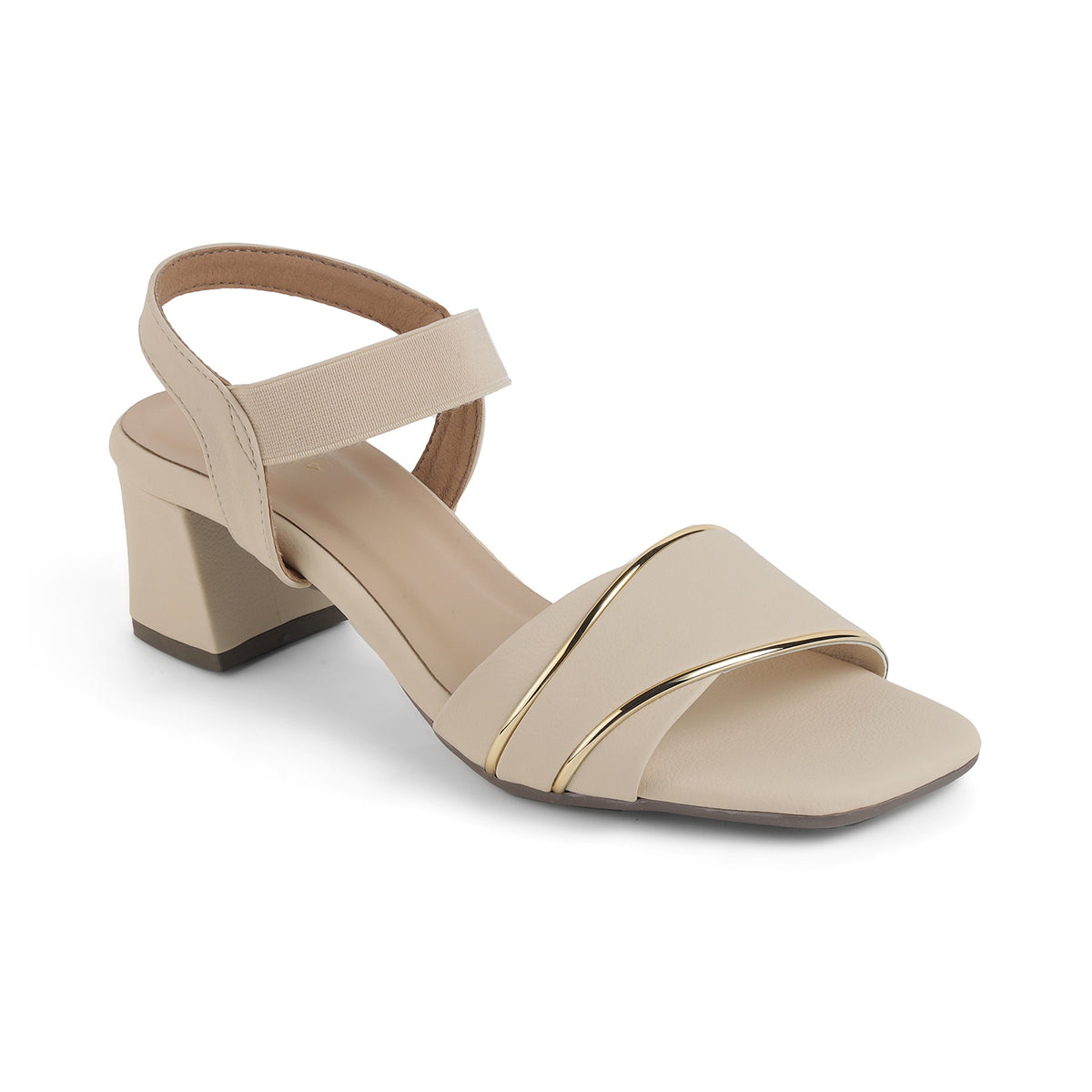Tresmode Rolzo Cream Women's Dress Slingback Block Heel Sandals