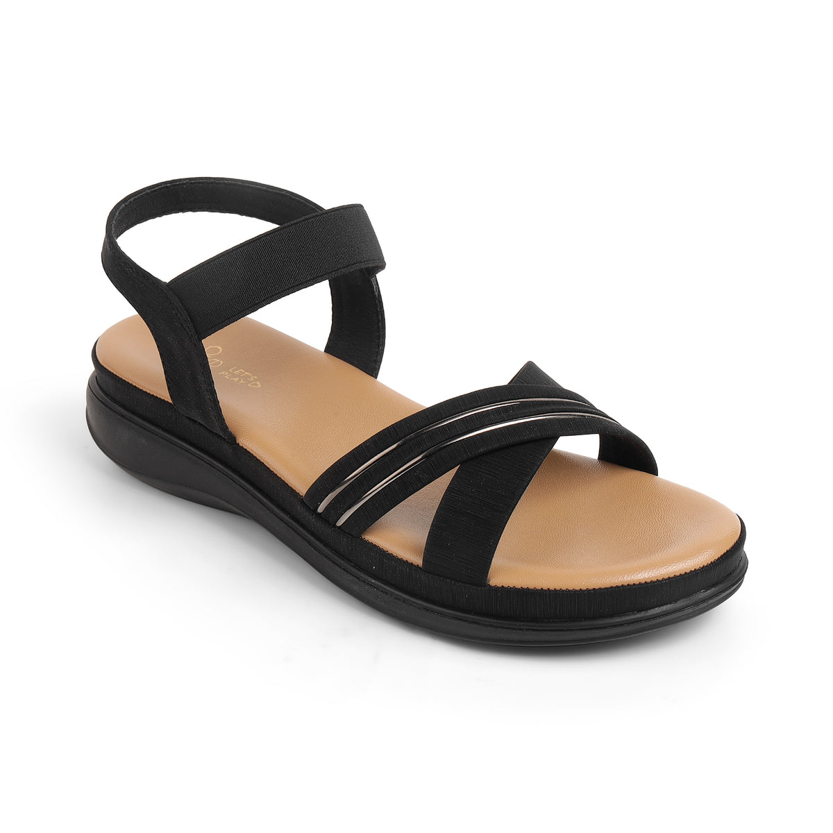 Tresmode Yo Black Women's Casual Slingback Platform Flats
