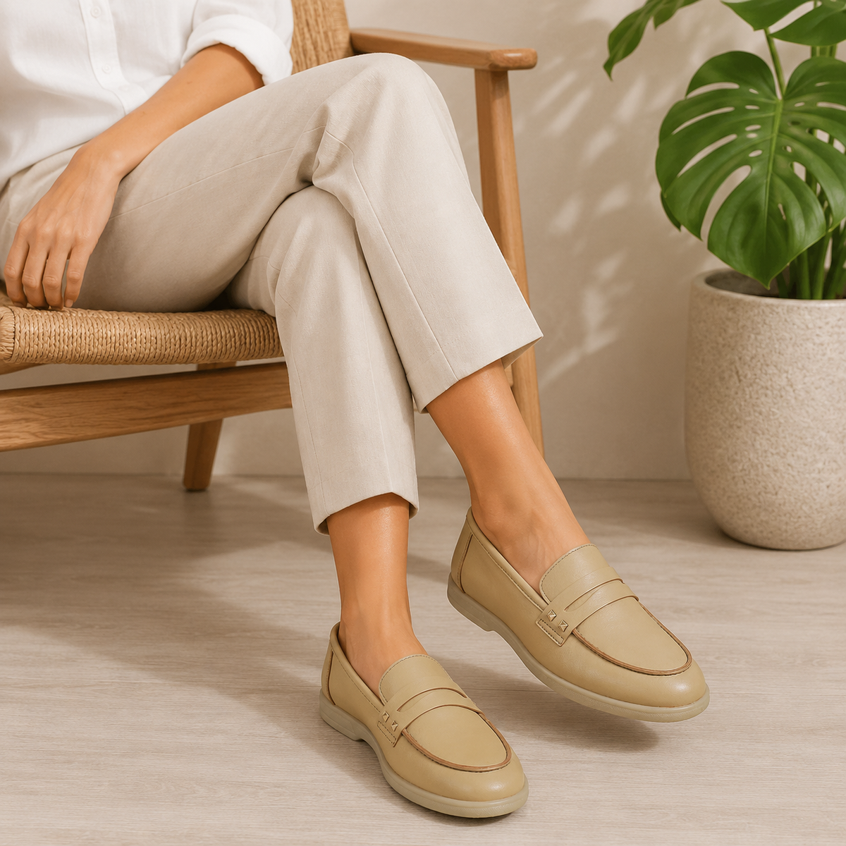 Tresmode Anshi Taupe Women's Casual Loafers
