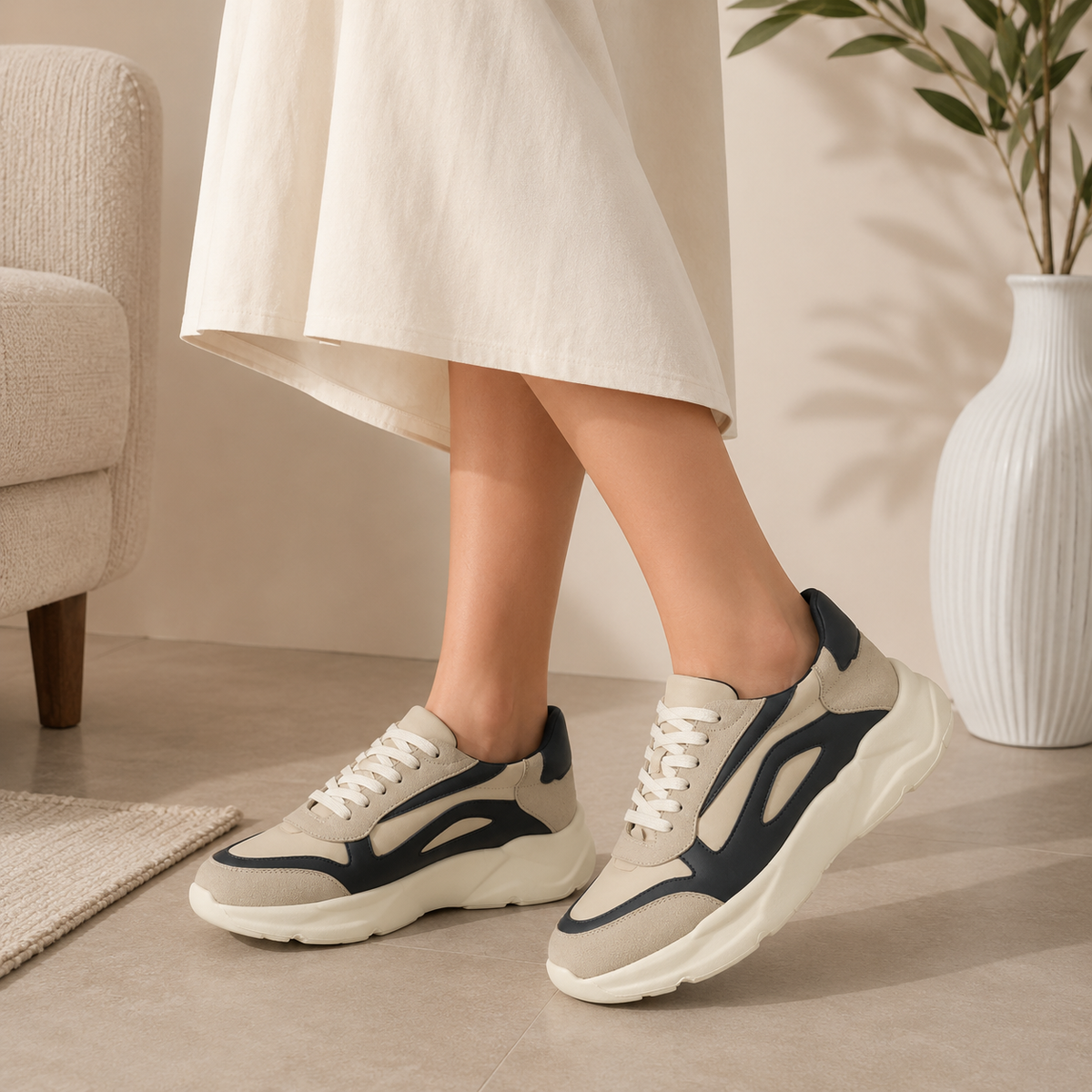 Tresmode Balenci Beige Women's Sneakers