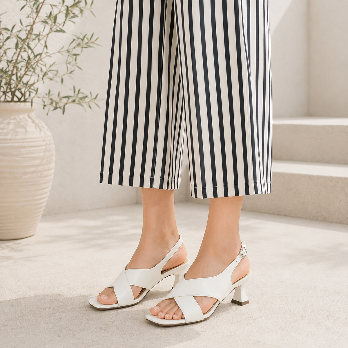 Tresmode Belize White Women's Dress Heel Sandals