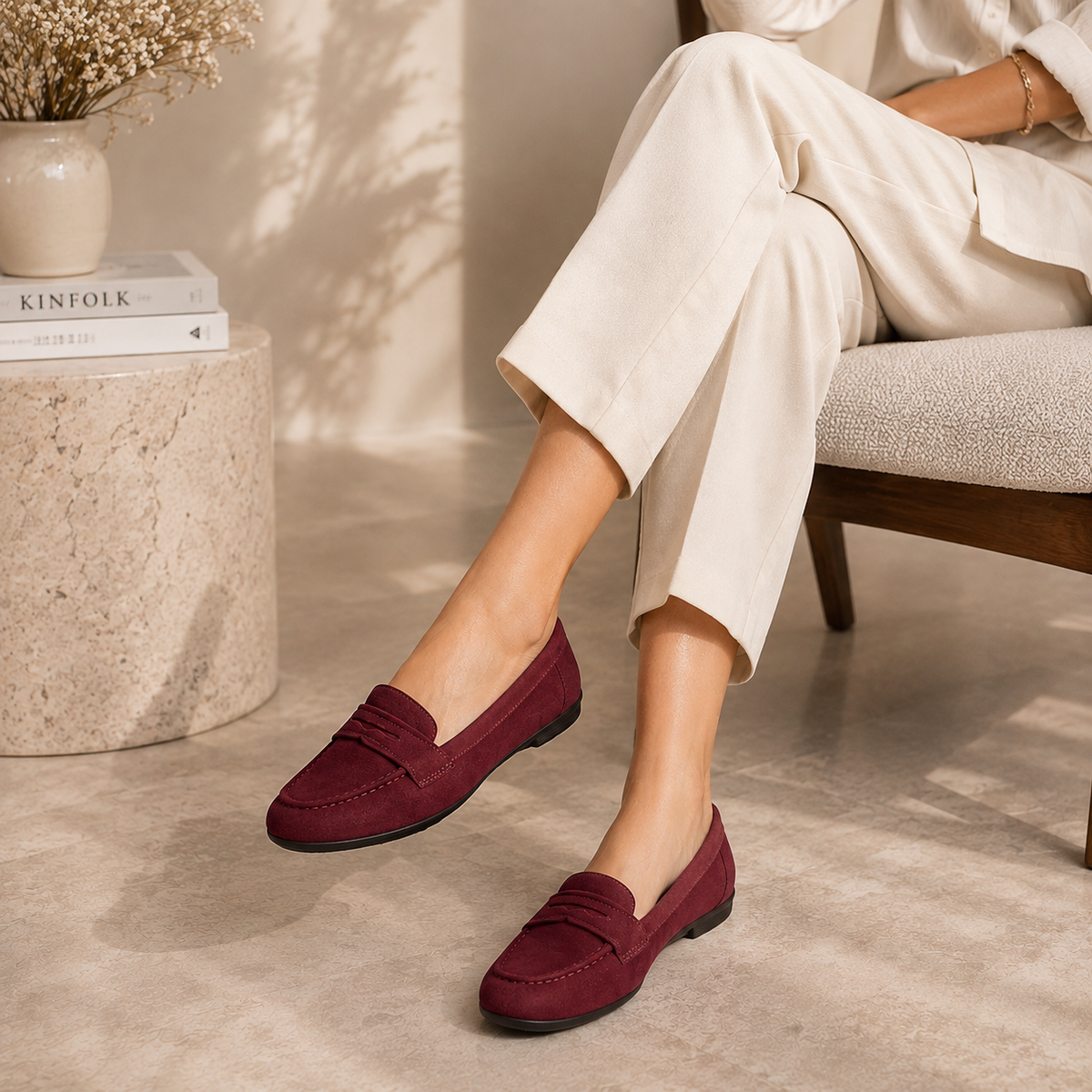 Tresmode Bework Wine Women's Casual Loafers