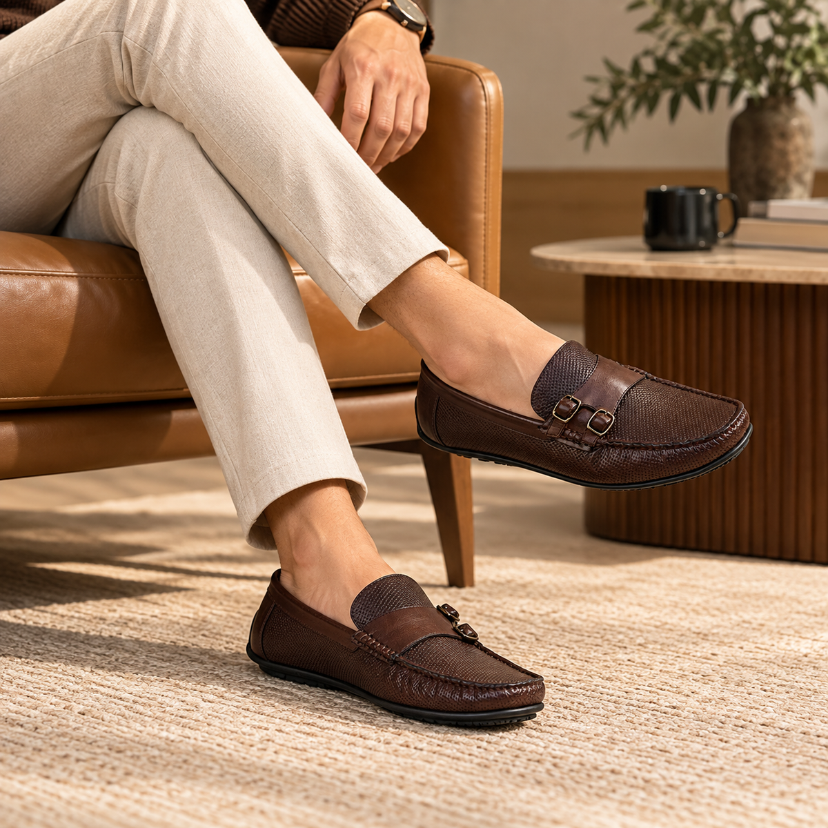 Tresmode Rok Cognac Men's Leather Loafers