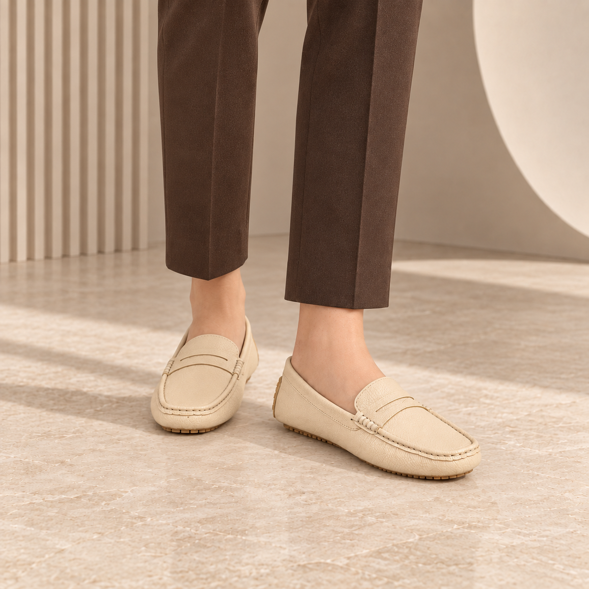 Tresmode St.Tropez Cream Women's Casual Loafers