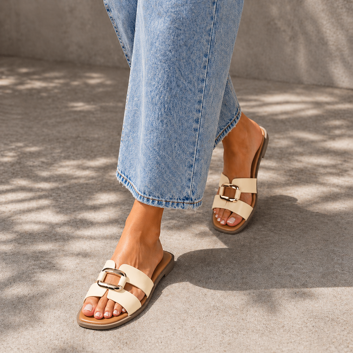 Tresmode Florun Cream Women's Dress Flats