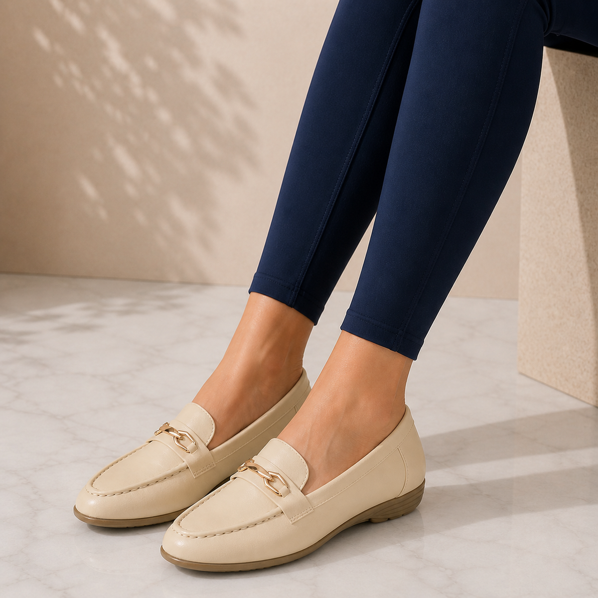 Tresmode Nubuc Beige Women's Casual Loafers