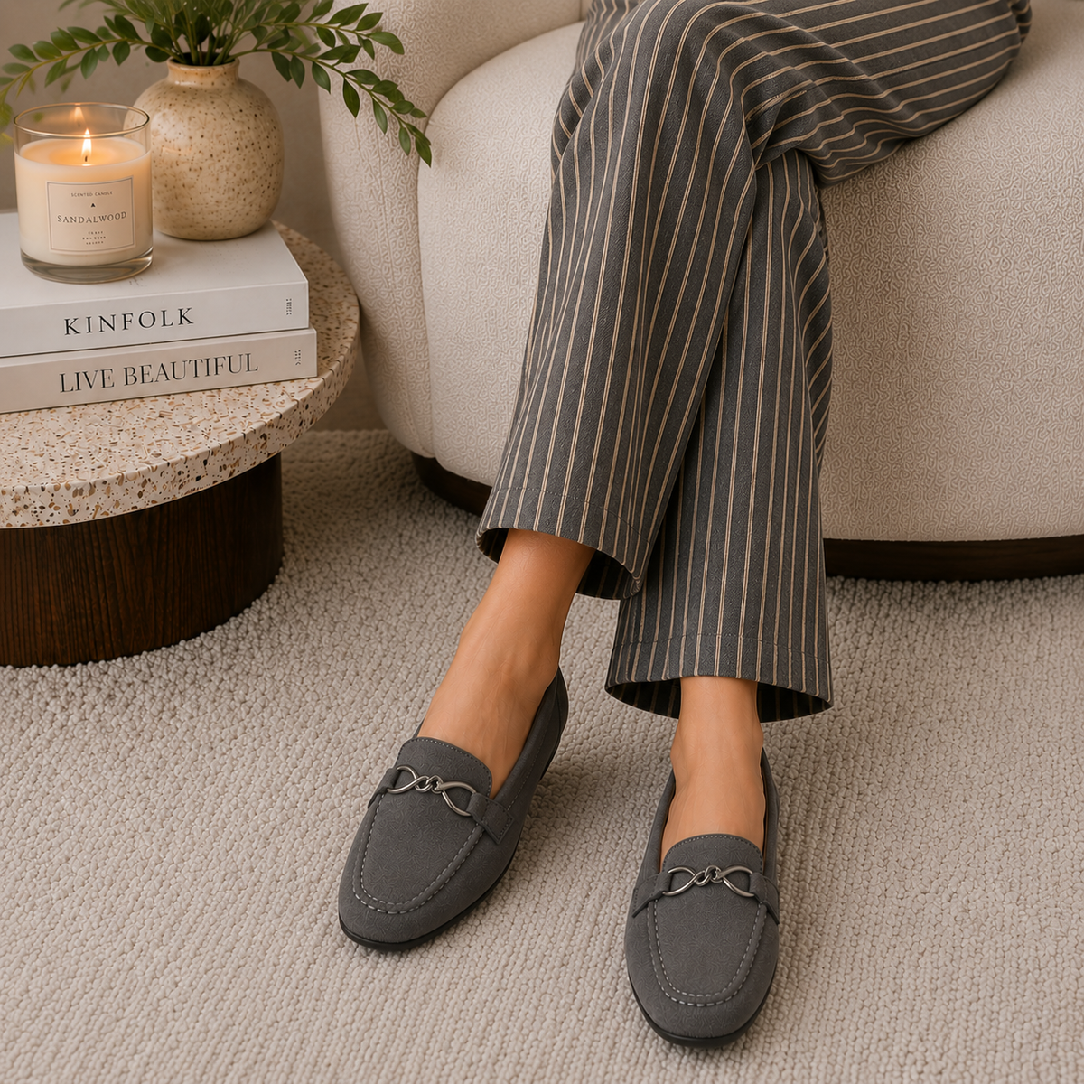 Tresmode Sliuck Grey Women's Dress Loafers