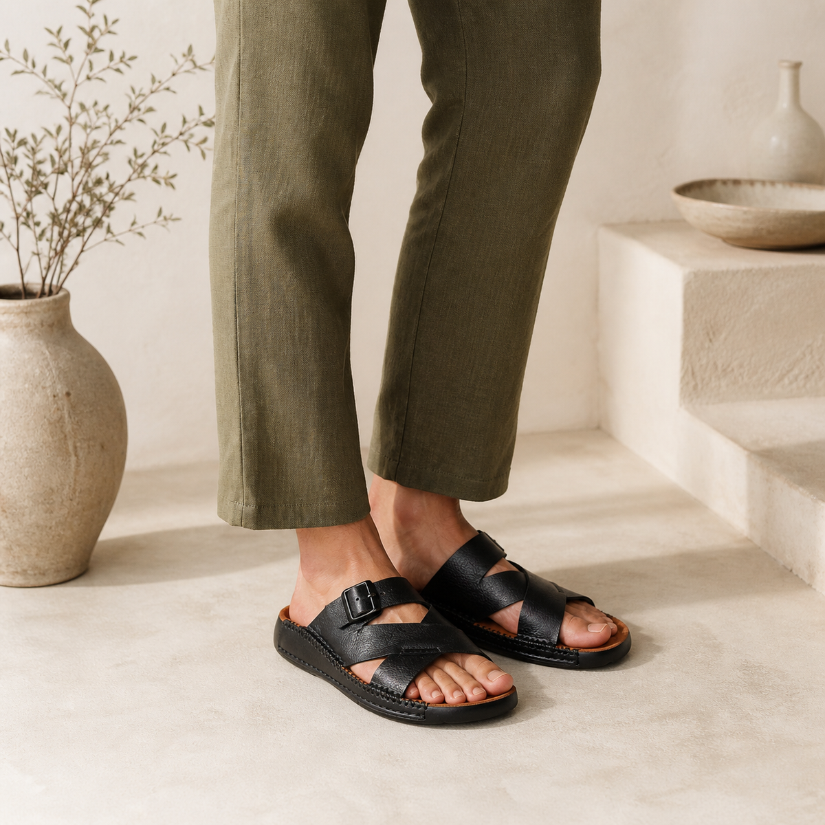 Tresmode Vagri Black Men's Sandals