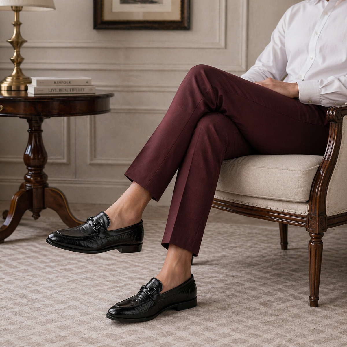 Tresmode Xavier Black Men's Leather Loafers