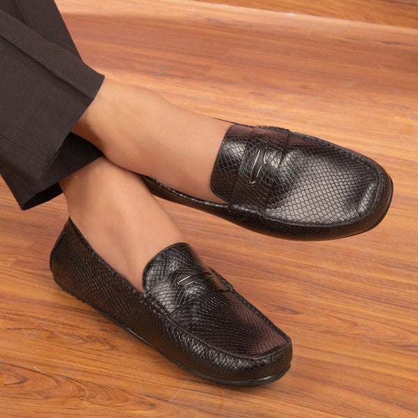 Tresmode Neno Black Men's Leather Loafers