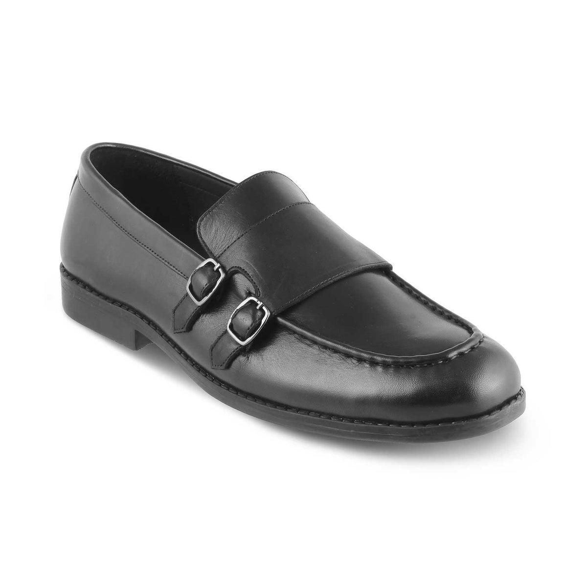 The Bon Black Men's Double Monk Shoes Tresmode - Tresmode