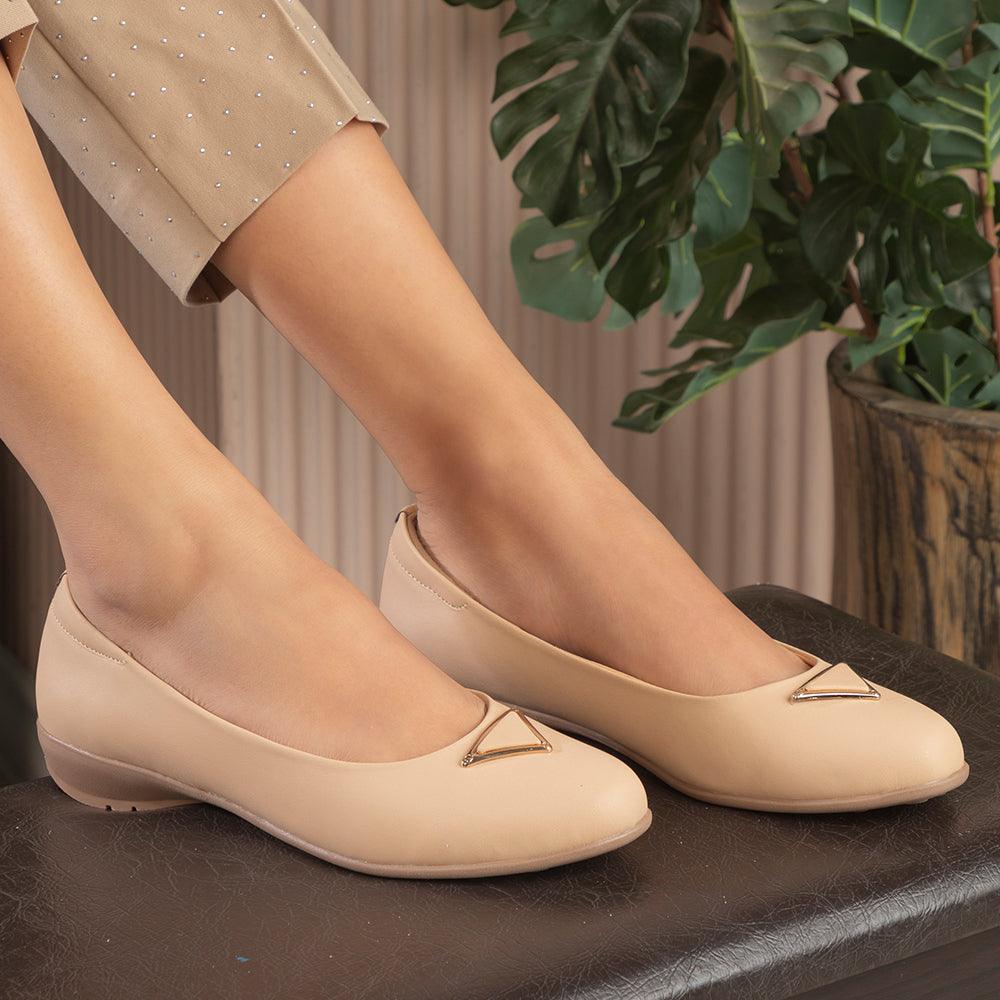 The Cheviz Beige Women's Dress Ballerinas Tresmode - Tresmode