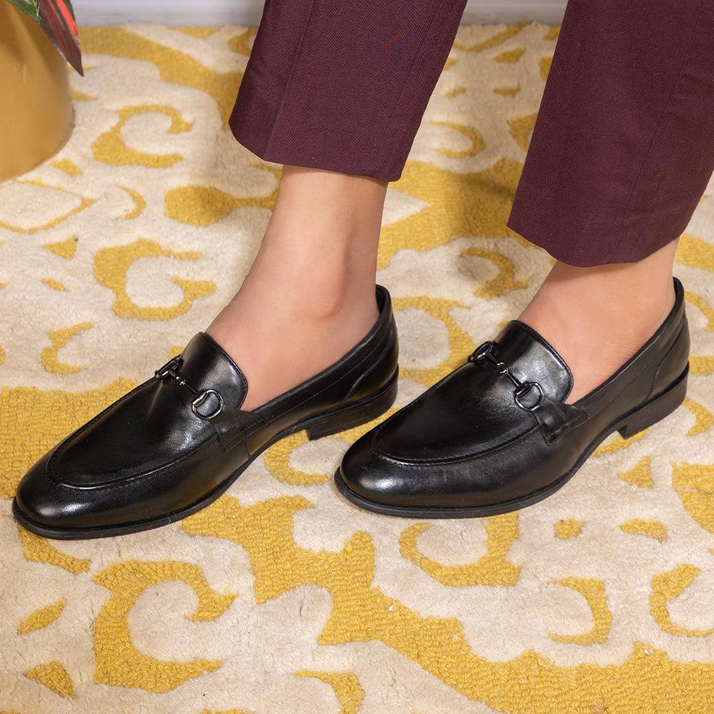 The Pierre Black Men's Leather Horse-Bit Loafers Tresmode - Tresmode
