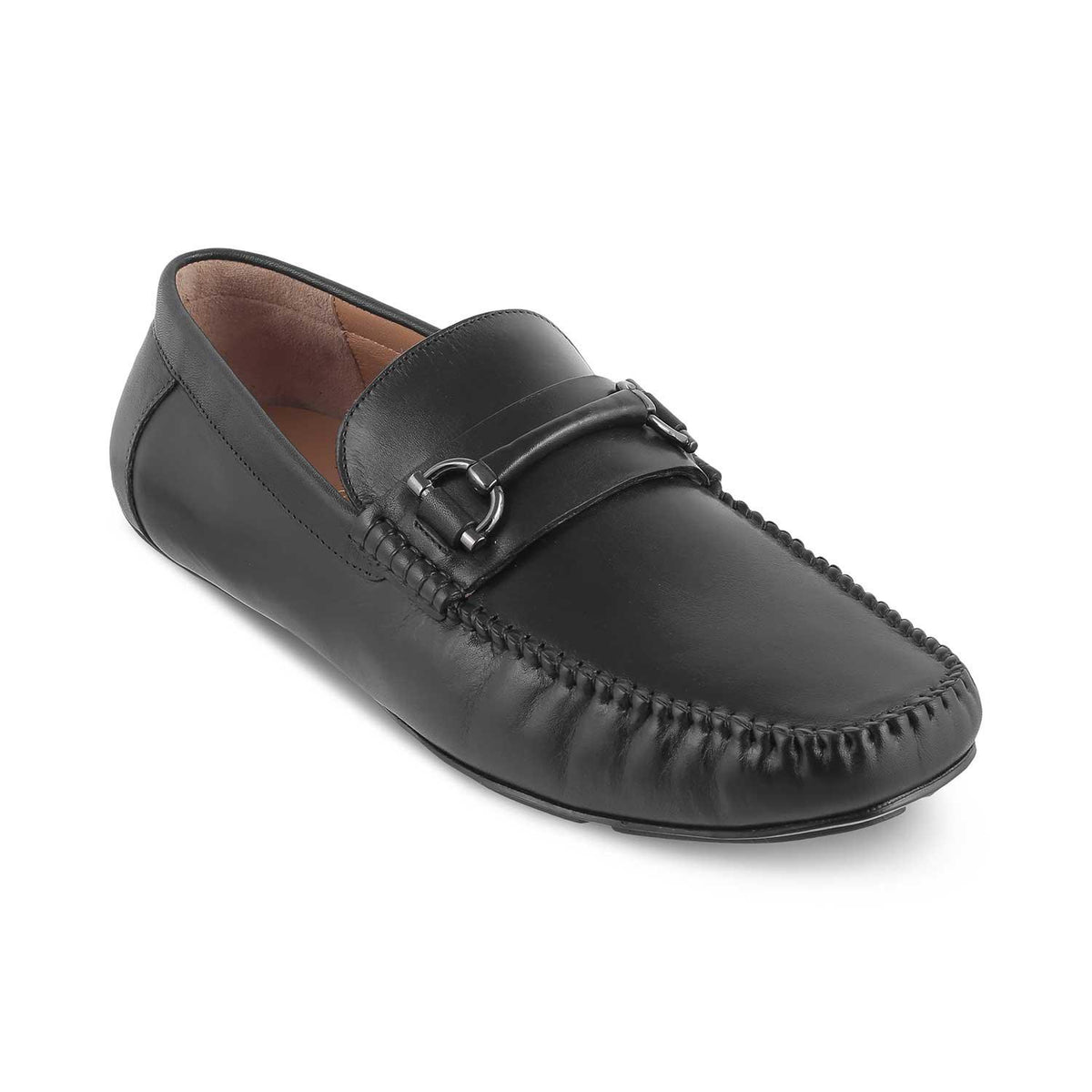 The Salvo Black Men's Leather Driving Loafers Tresmode - Tresmode