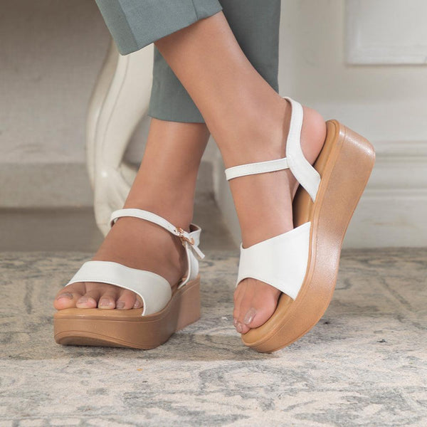 The Simedge White Women's Dress Wedge Sandals Tresmode