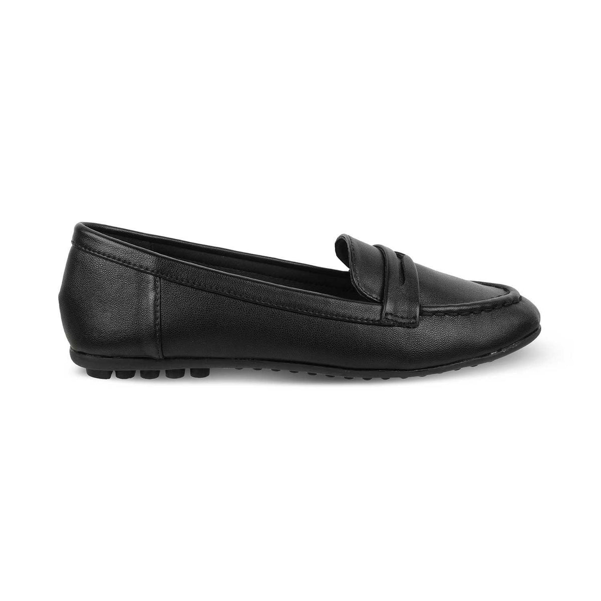 Snappy Black Women's Almond Shape Loafers Tresmode
