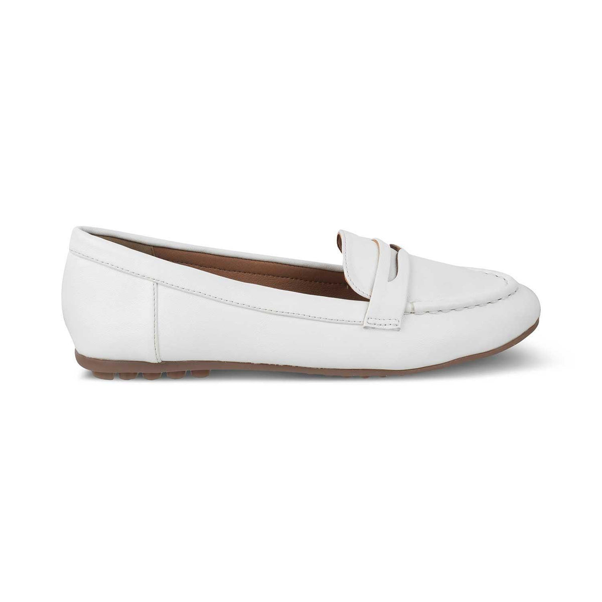 Snappy White Women's Almond Shape Loafers Tresmode