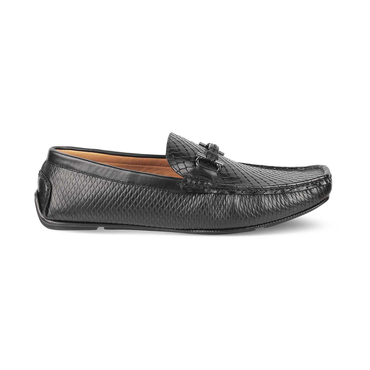 Ferro Black Men's Leather Driving Loafers Tresmode