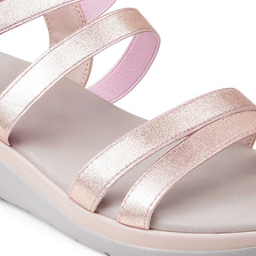 The Sona Champagne Women's Dress Wedge Sandals Tresmode