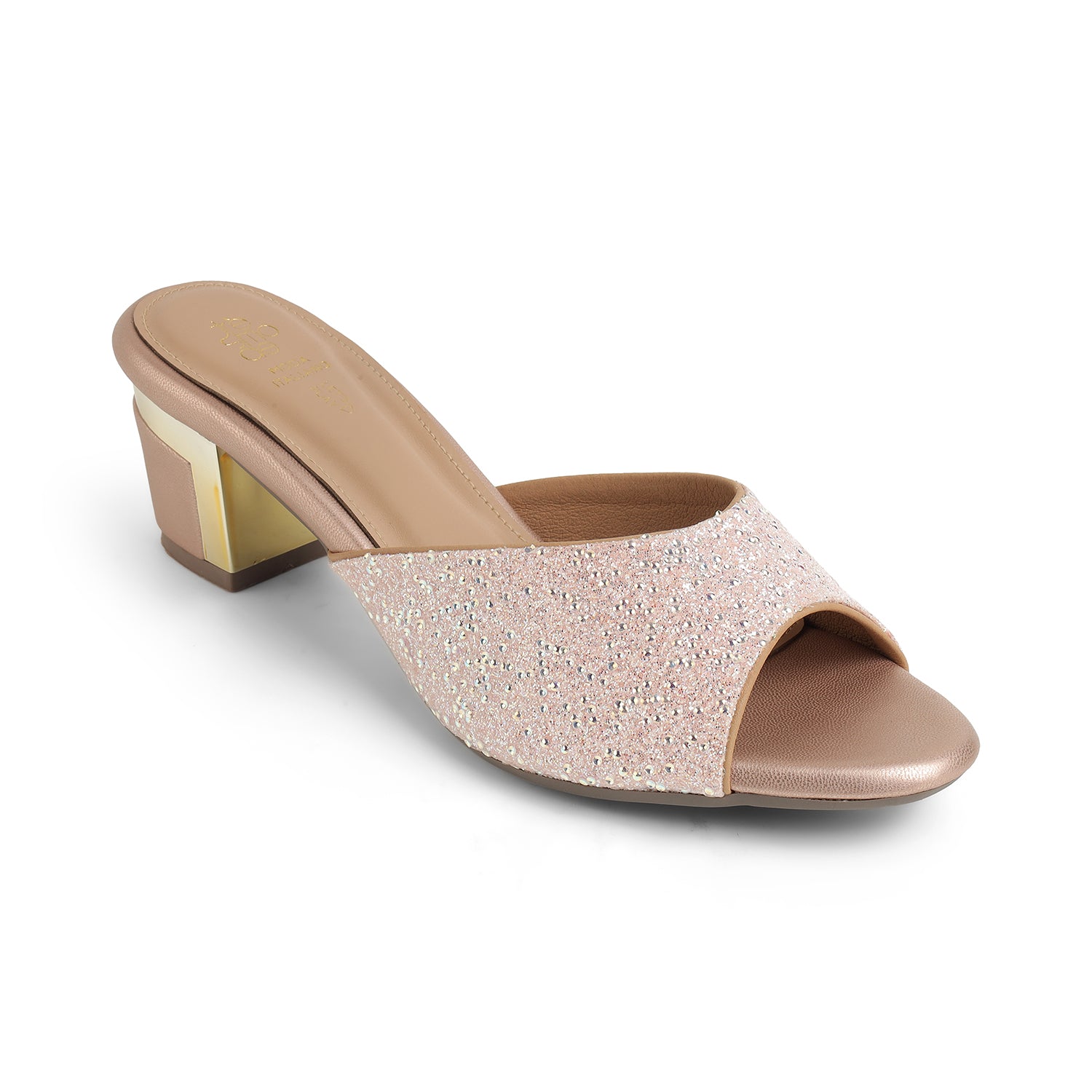 Tresmode Roeso Champagne Women's Dress Block Heel Sandals