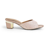 Tresmode Roeso Champagne Women's Dress Block Heel Sandals