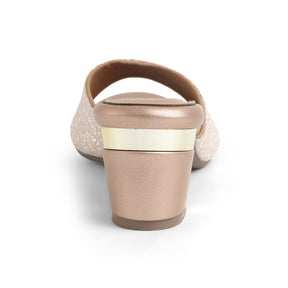 Tresmode Roeso Champagne Women's Dress Block Heel Sandals