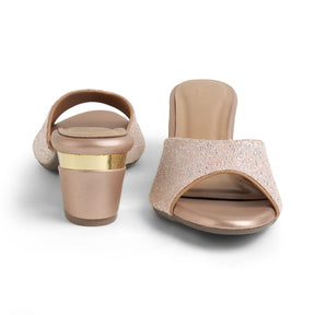 Tresmode Roeso Champagne Women's Dress Block Heel Sandals