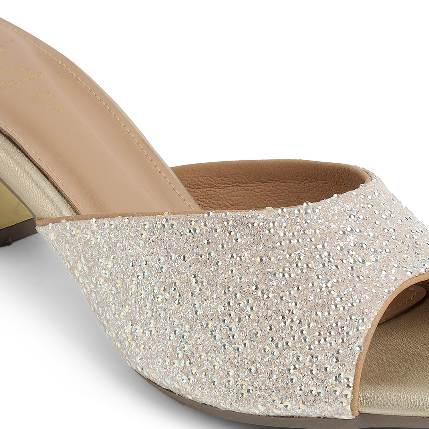 Tresmode Roeso Gold Women's Dress Block Heel Sandals