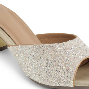 Tresmode Roeso Gold Women's Dress Block Heel Sandals
