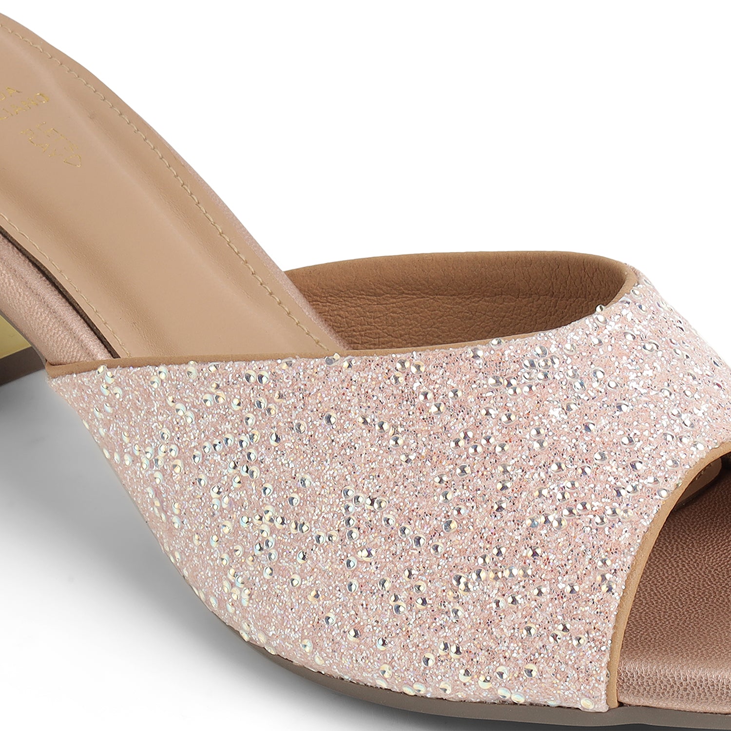 Tresmode Roeso Champagne Women's Dress Block Heel Sandals