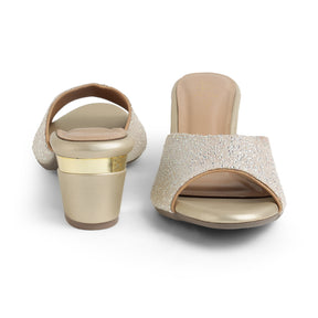 Tresmode Roeso Gold Women's Dress Block Heel Sandals