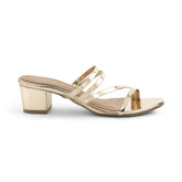 Tresmode Mucie Gold Women's Dress Block Heel Sandals