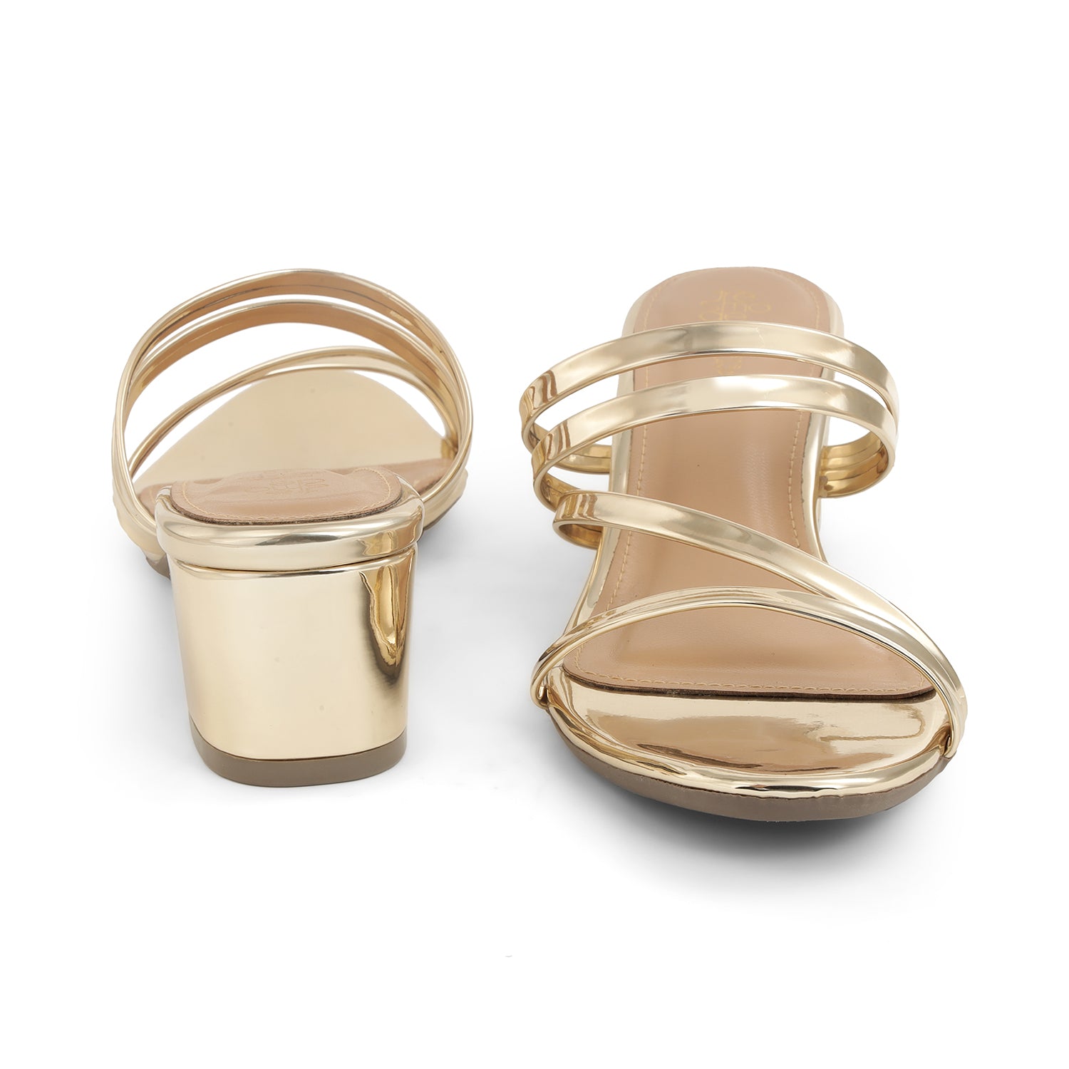 Tresmode Mucie Gold Women's Dress Block Heel Sandals