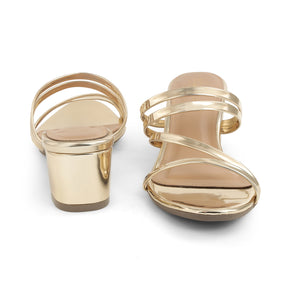 Tresmode Mucie Gold Women's Dress Block Heel Sandals