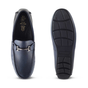 Tresmode-The Osteel Blue Men's Leather Driving Loafers Tresmode-Tresmode
