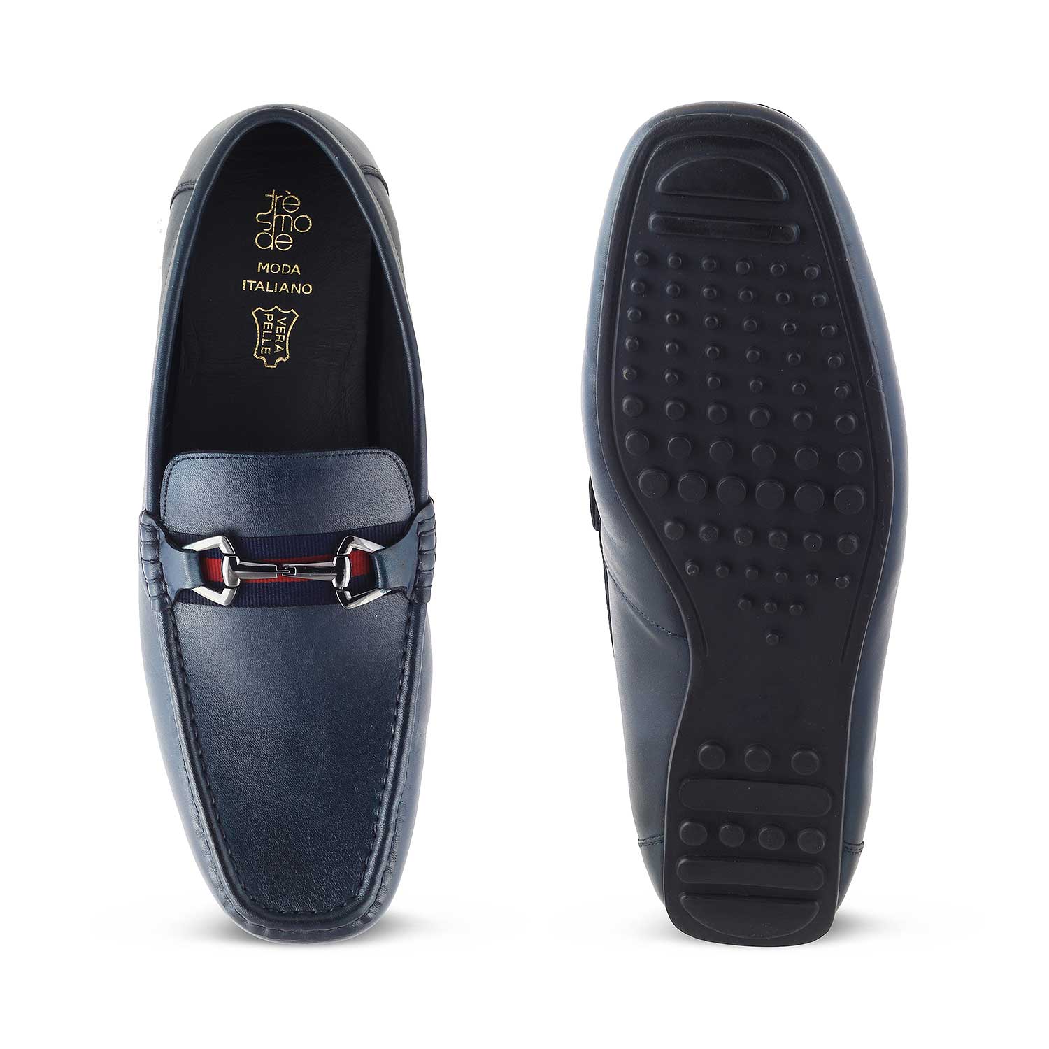 Tresmode-The Ondrive Blue Men's Leather Driving Loafers Tresmode-Tresmode
