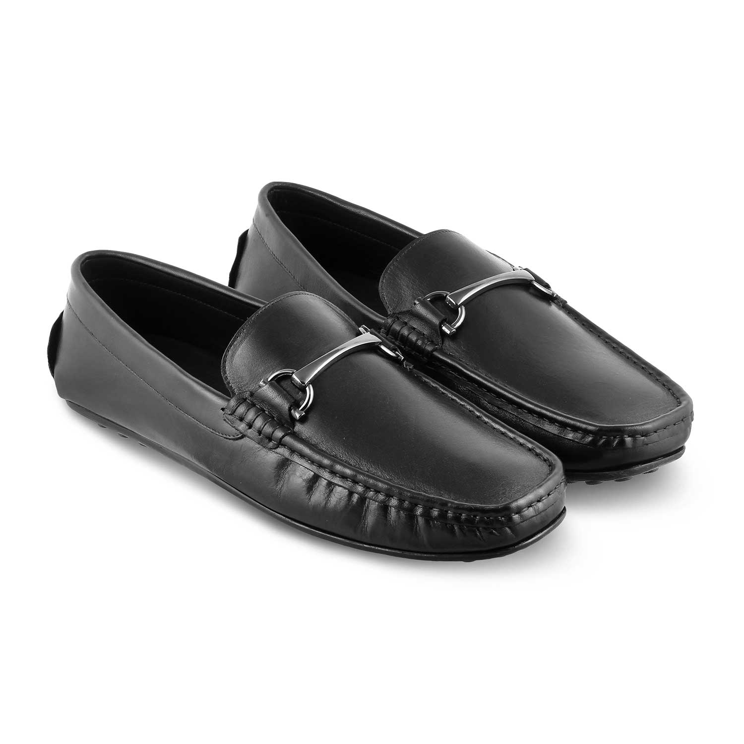 Tresmode-The Cecomf Black Men's Leather Driving Loafers Tresmode-Tresmode