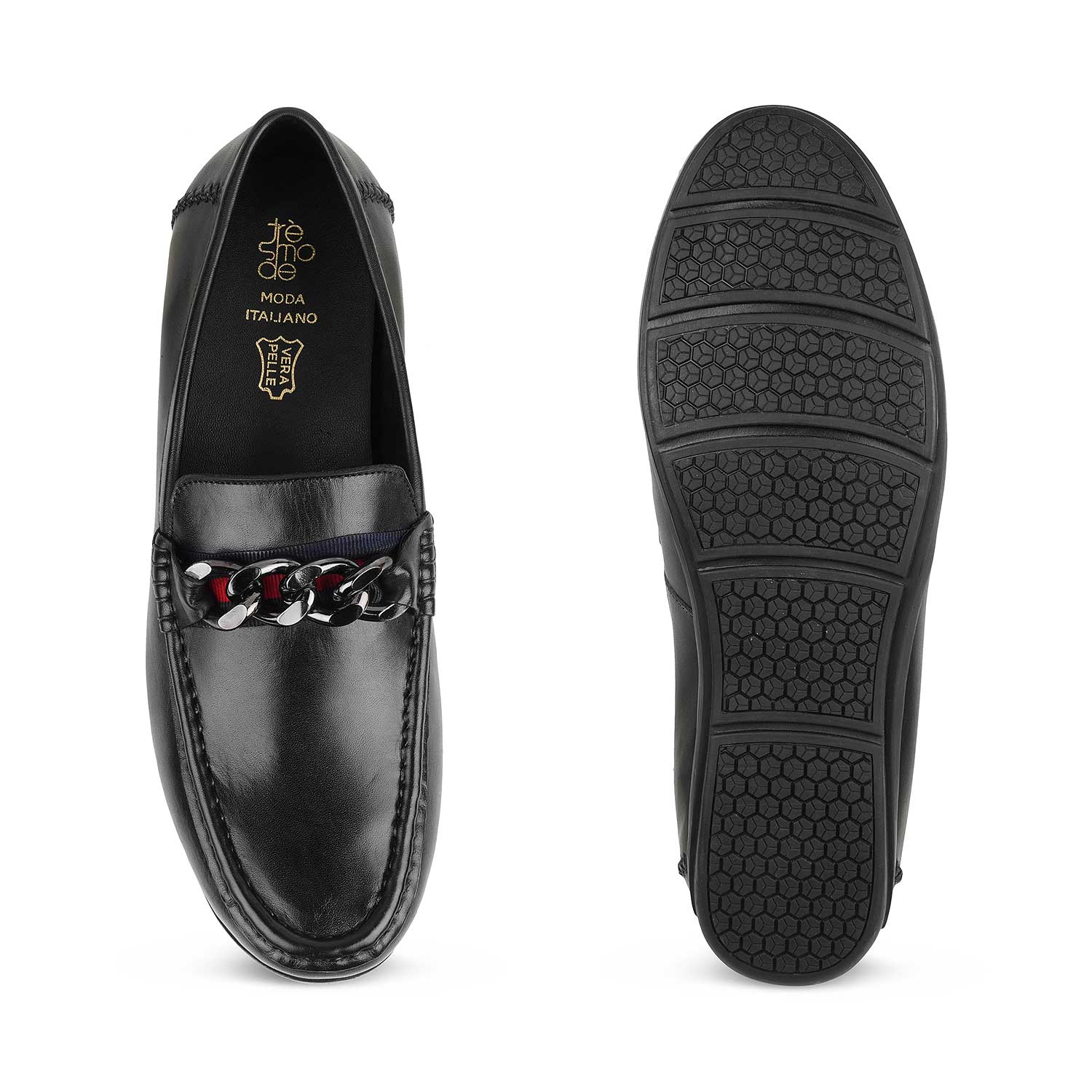 The Csteal Black Men's Leather Driving Loafers Tresmode