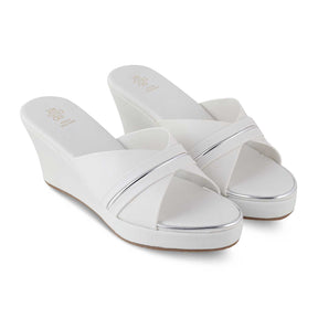The Patty White Women's Dress Wedge Sandals Tresmode
