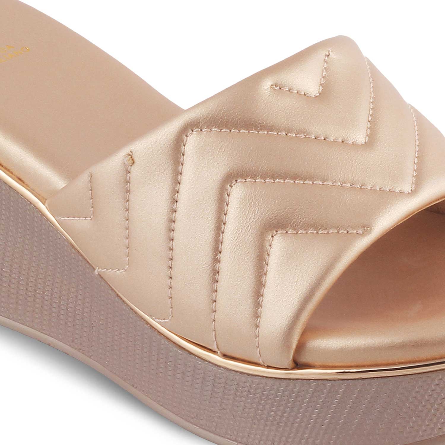 Tresmode-The Coldege Champagne Women's Dress Wedge Sandals Tresmode-Tresmode