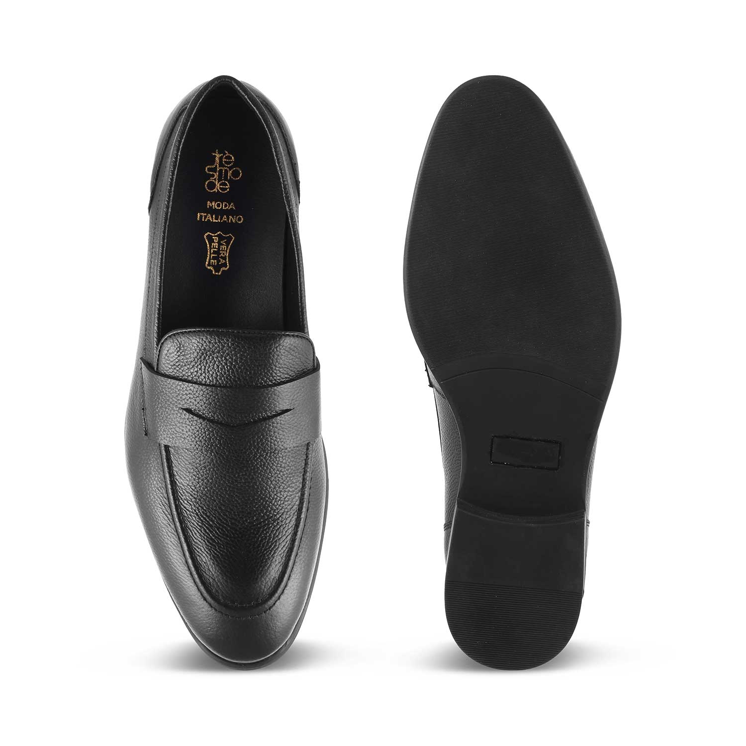 Tresmode-The Paris Black Men's Leather Penny Loafers Tresmode-Tresmode