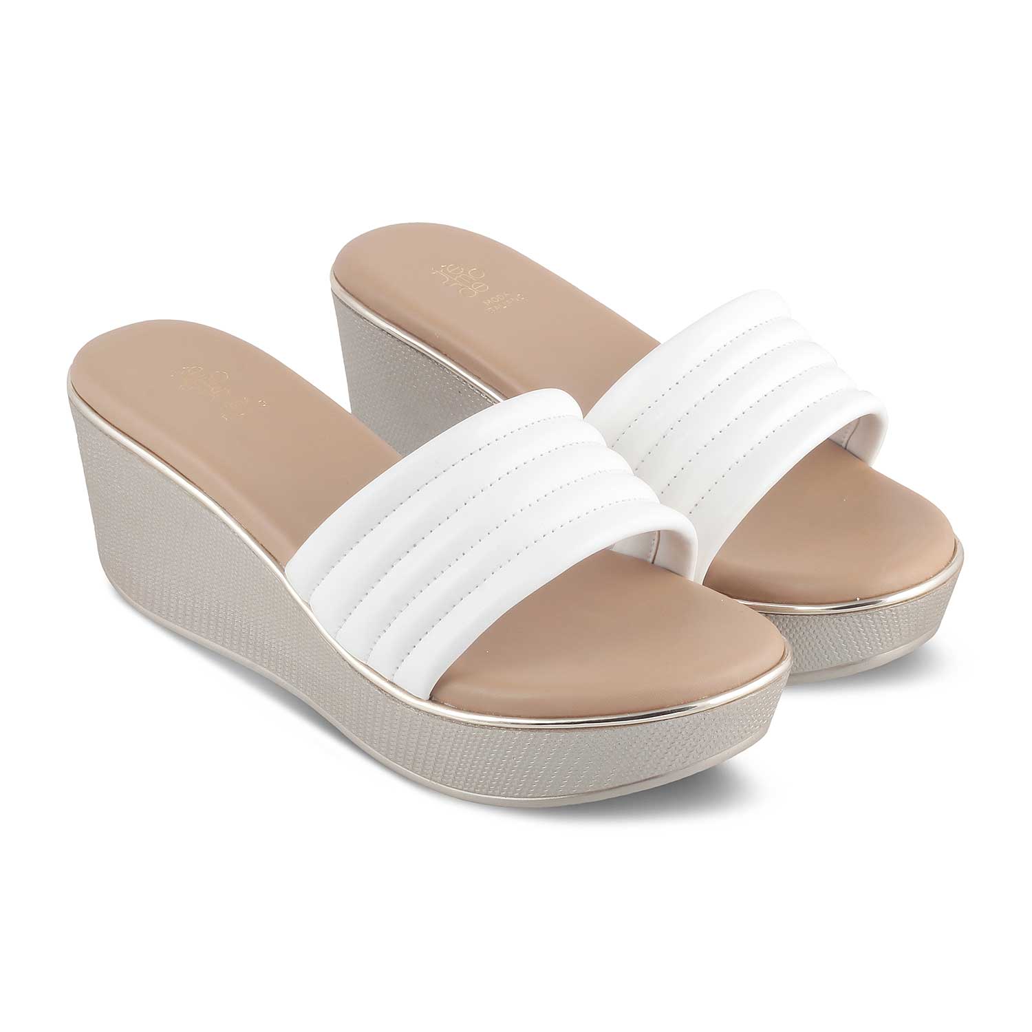 The Skledge White Women's Dress Wedge Sandals Tresmode