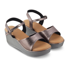 Tresmode-The Bannes Pewter Women's Dress Wedge Sandals Tresmode-Tresmode