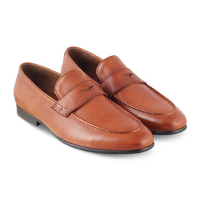 The Douce Tan Men's Leather Penny Loafers Tresmode