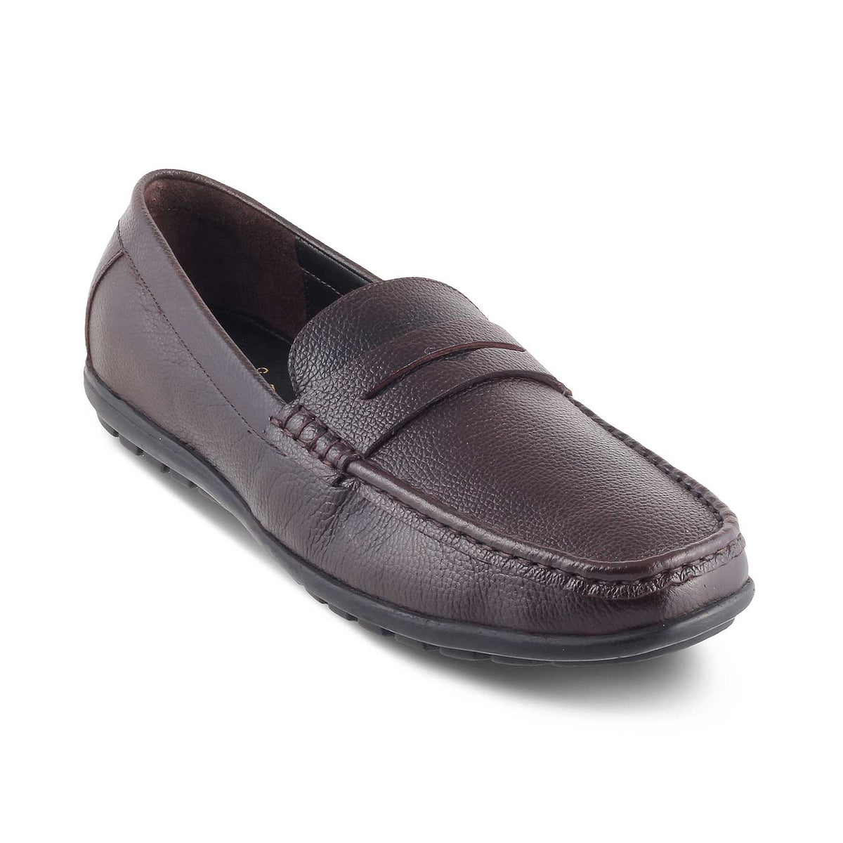 The Lemec Brown Men's Leather Penny Loafers Tresmode